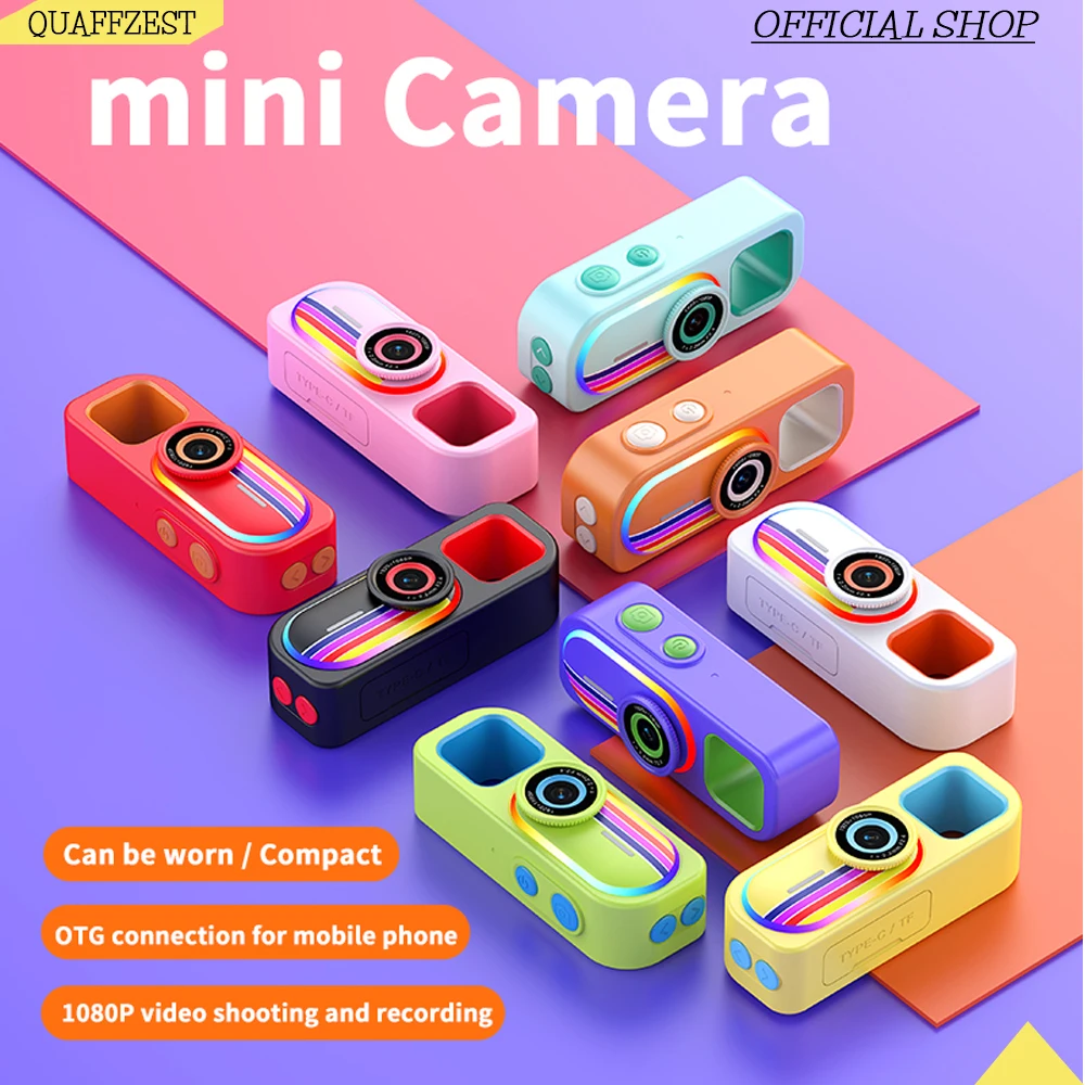 LK-039 Portable Mini Thumb Camera 1080P HD Recording With RGB Glowing Light Lanyard Keychain Design Cute Digital Camcorder For K