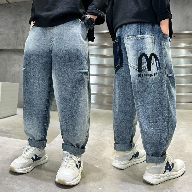 

Boy Jeans 2023 New Style Autumn Sports Pants Casual Pants for 5-14 Years Old Boy Children's Trousers Korean Style Loose Pants