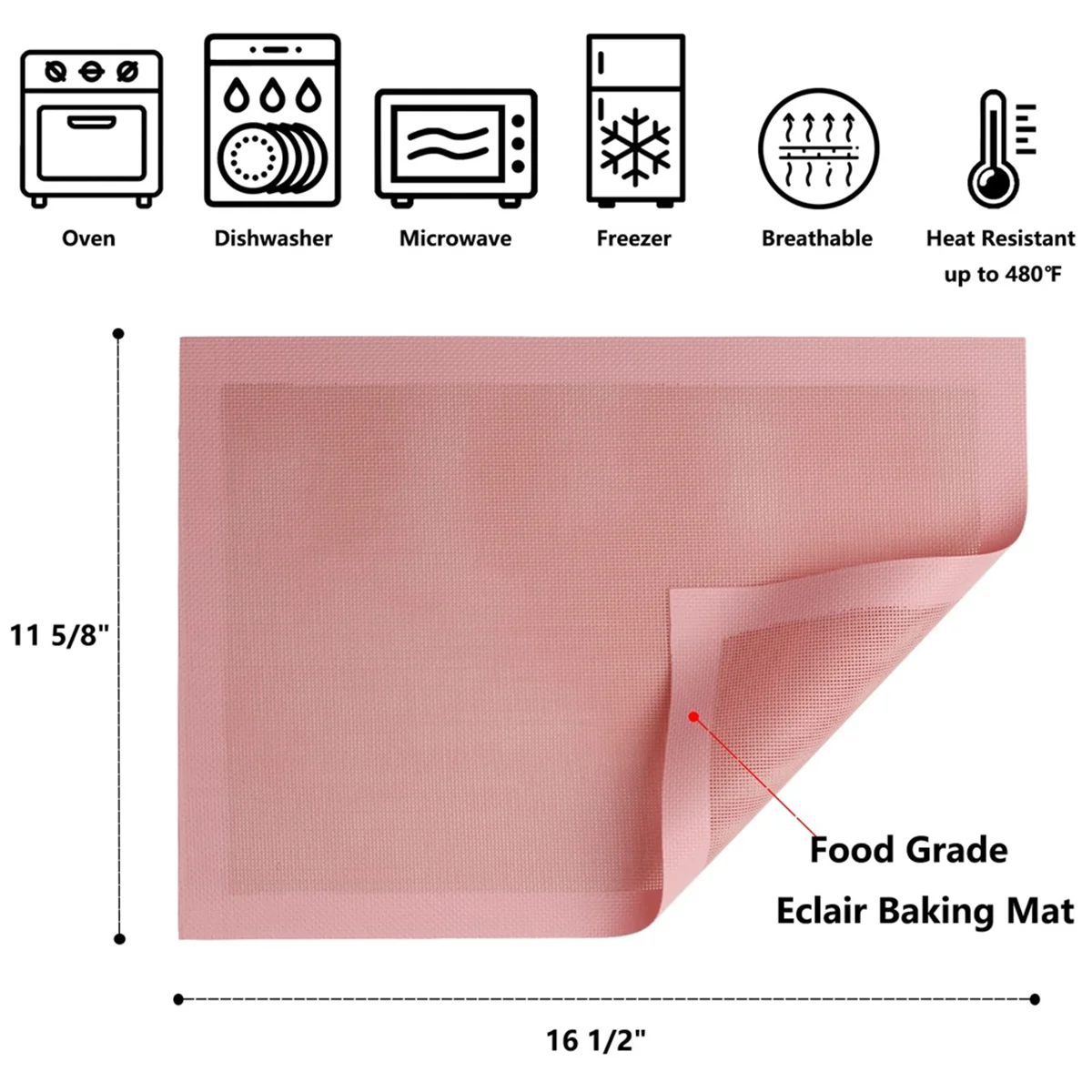 Perforated Baking Mats,2PCS Pink Silicone Mat for Half Sheet,Non-Stick Reusable Oven Liners for Making Bread/Pastry