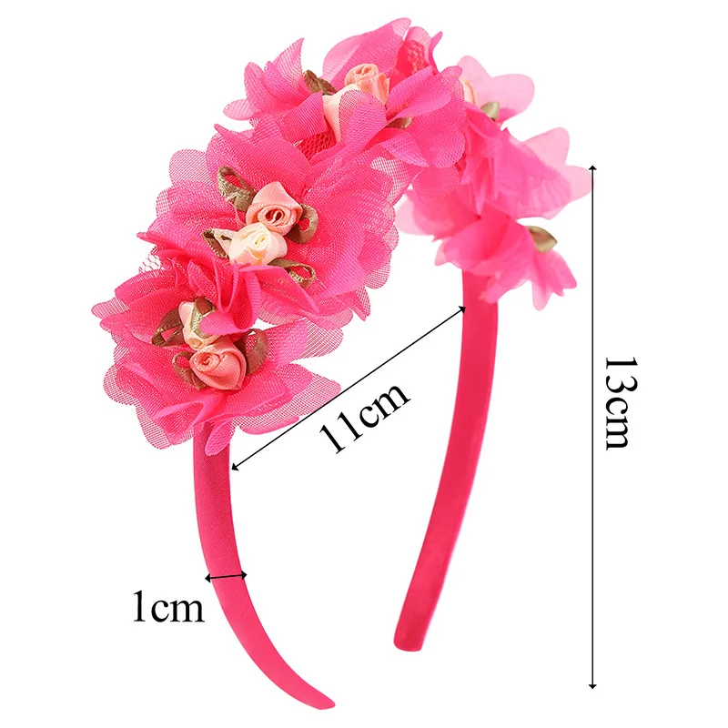 جديد اليدوية زهرة الفتيات رباطات لطيف الورود زهرة الأميرة الرقص حفلة أغطية الرأس تاج الزفاف موضة الشعر هوب اكسسوارات #4
