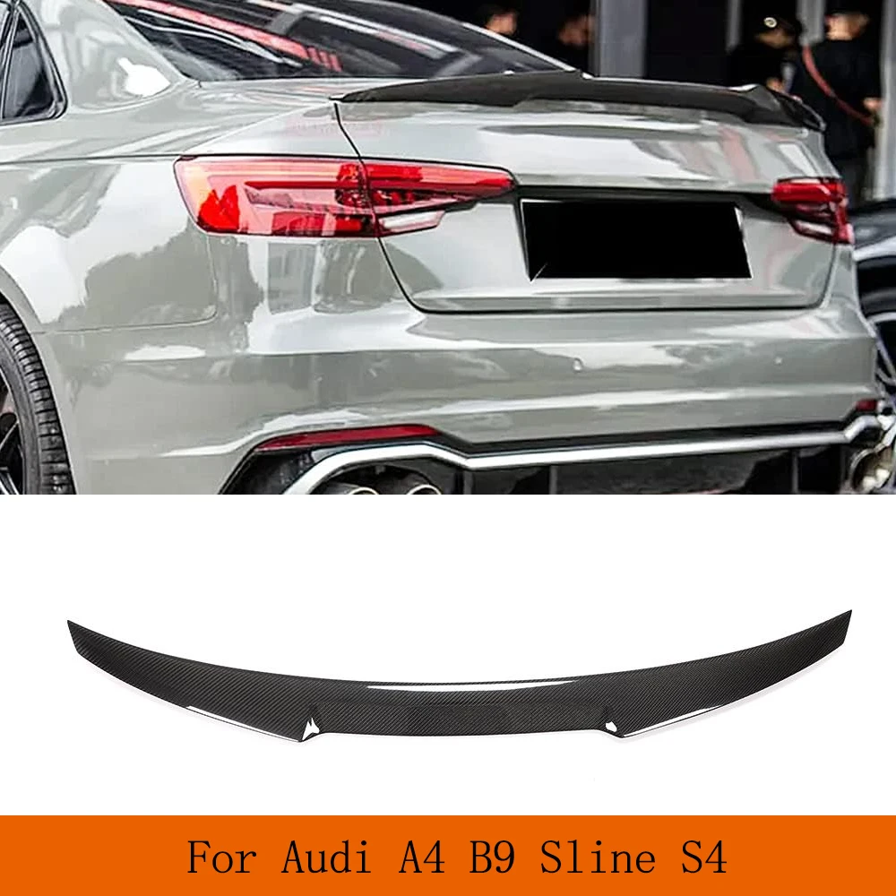 Car Rear Trunk Racing Spoiler Boot Lip Wing for Audi A4 B9 Sline S4 Sedan 2017-2020 Carbon Fiber Rear Trunk Spoiler Boot Wing