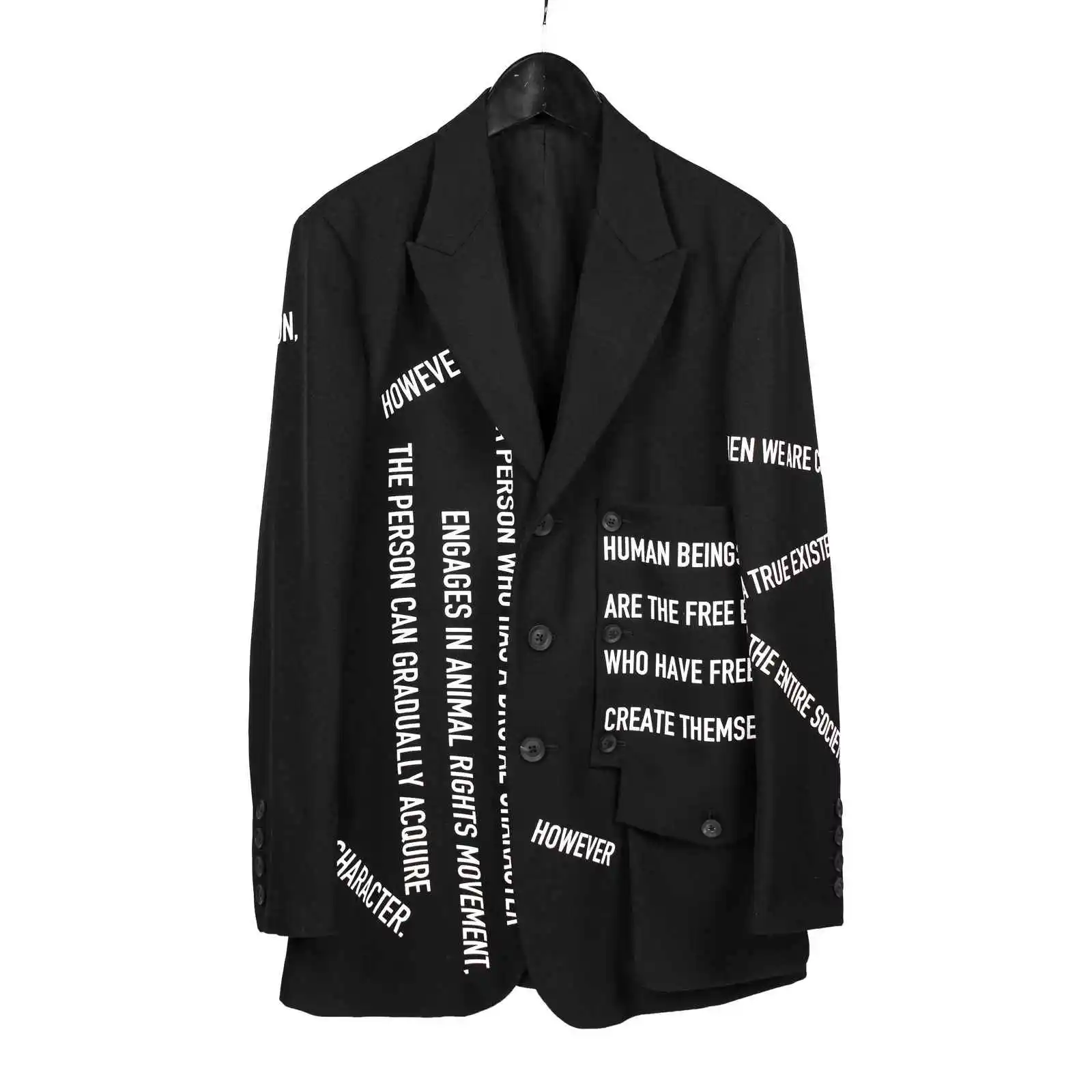 

Top-yamamoto black slogan suit jacket with a loose design and a niche street style casual short TOP