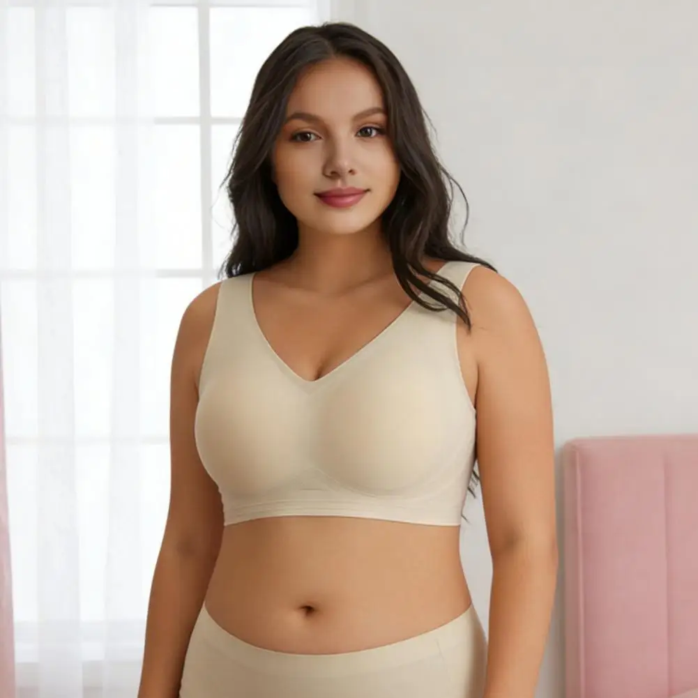 

Бесшовный бюстгальтер с мягкой подкладкой, больших размеров, поддерживающий, с эффектом пуш-ап, полное покрытие, без косточек, для женщин, комфортный, мягкий, подходит для ношения под футболкой