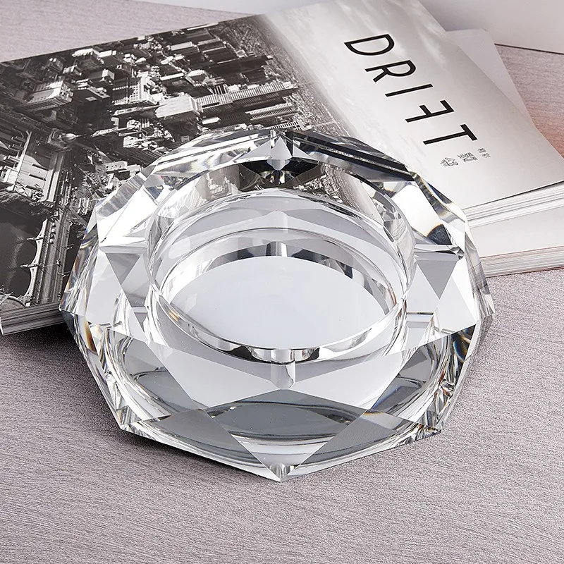 Crystal glass Ashtray, high-grade golden living room, household, commercial and luxury bar