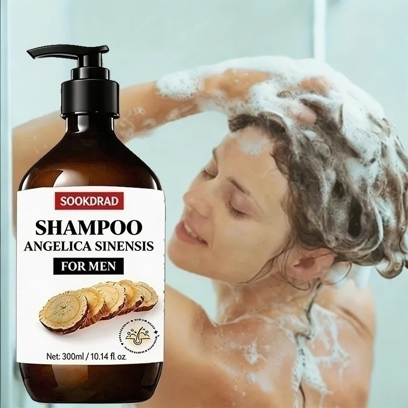 Gentle Cleansing Angelica Sinensis Shampoo For Men, Soften Hair, All Hair Types, 300ml Daily Wash