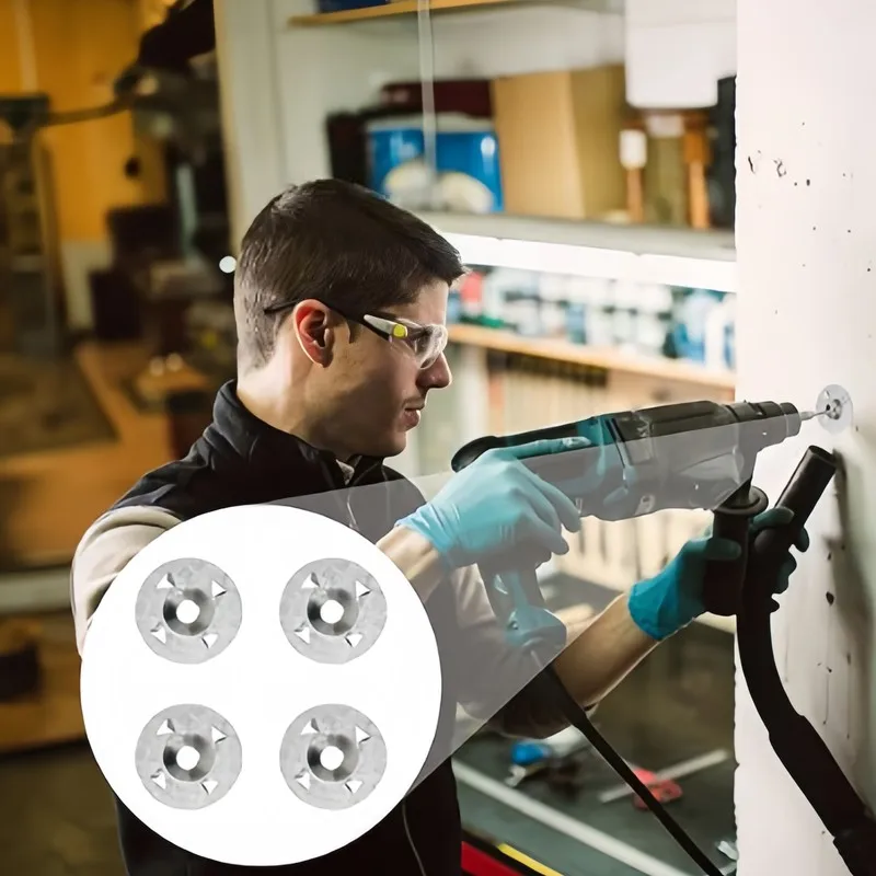 16 pcs 32mm Claw-Type Washers for Gypsum Board Fixing, Pre-Drilled Center Hole, Four Claw Anti-Slip Design