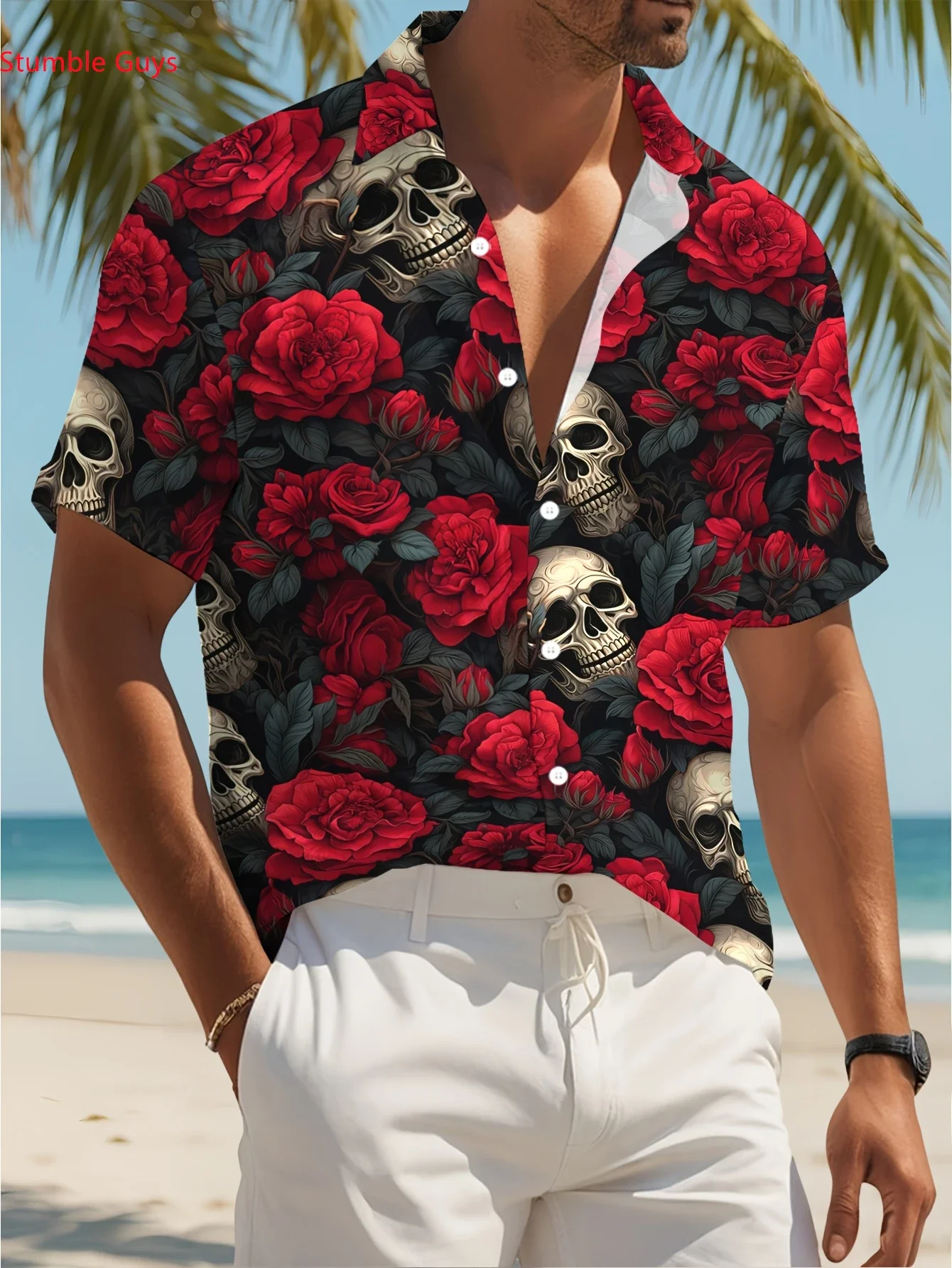 Men's High Street Holiday Hawaiian Shirt Summer Man Short Sleeve Tropical Print Casual Fashion Streetwear Beach Wear