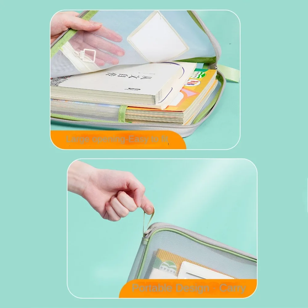 Nylon Mesh Mesh Zipper Pouch Bag Transparent Multifunctional Transparent File Bag Large Capacity Thickened Document Bag