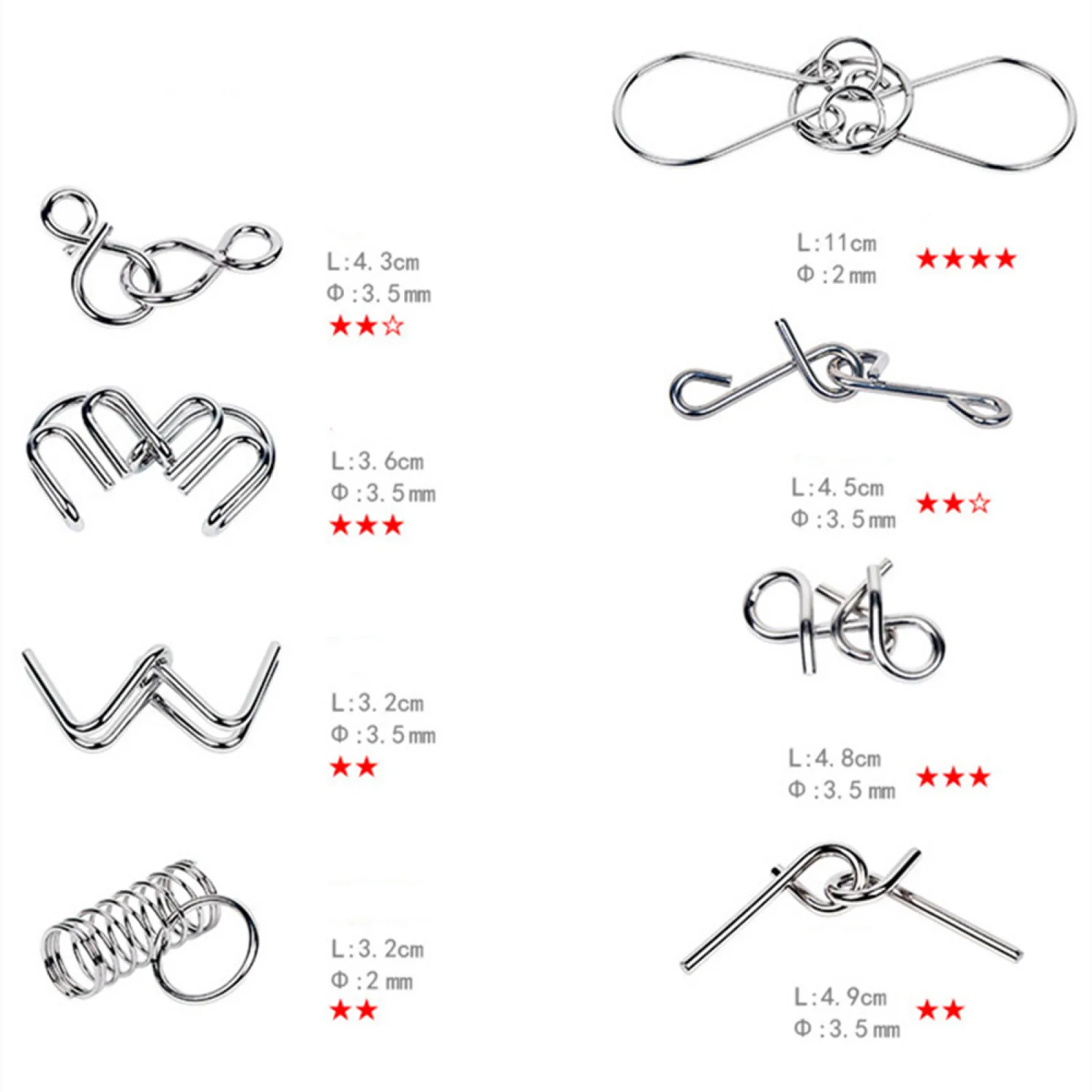 8 шт./компл., металлические головоломки IQ Mind, развивающие игрушки, головоломки Монтессори, проволочные головоломки для детей и взрослых, интерактивная игра, средство для снятия изоляции