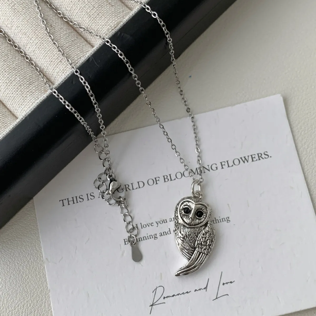 

925 Silver Necklace Elegant Cute Bird Owl Cartoon Animal for Women Girl Jewelry Gift Dropshipping Wholesale