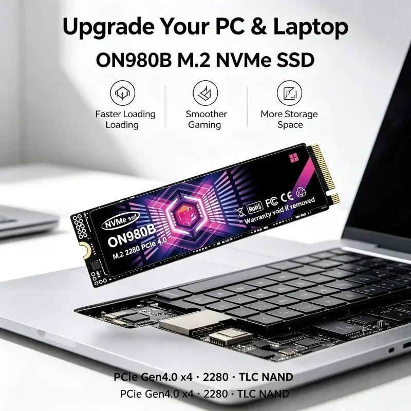 ON980B 500GB-4TB SSD NVMe M.2, up to 3500MB/s, Portable Solid State Hard Disk Drive for Laptop Desktop Computers.