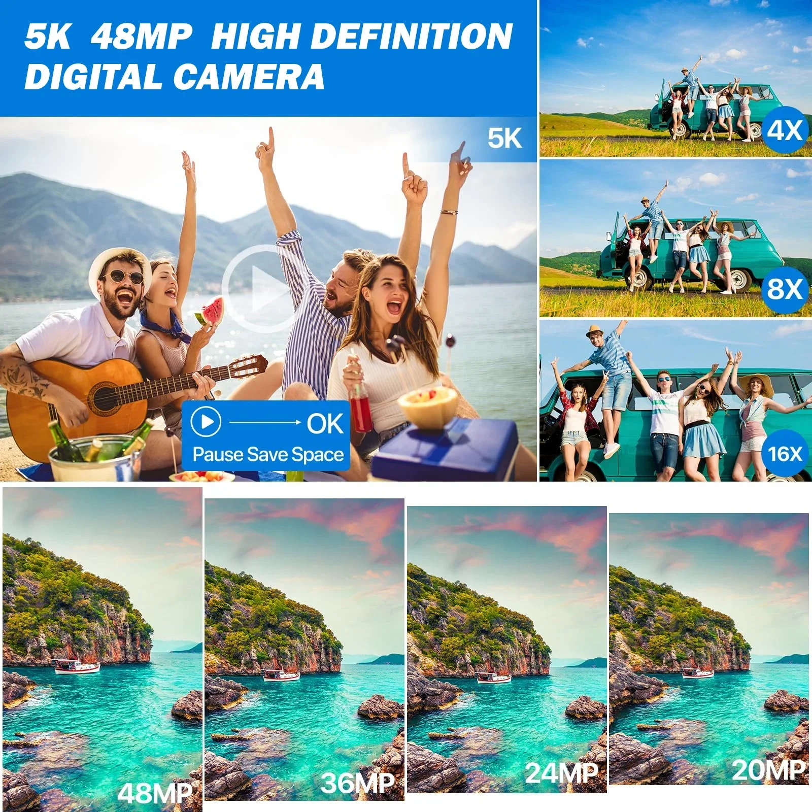 

New DC201 48MP 3.5-inch WIFI for 5k Video Camera Dslr Digital Camera Professional Video Digital Camera