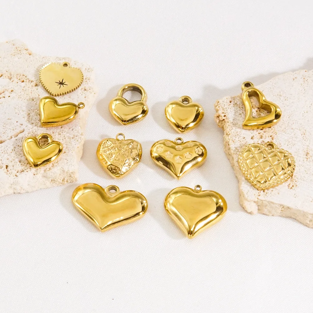 Gold Plated Mini Stainless Steel  Jewelry Love Heart Shell Charms DIY Jewelry Making Charms for Necklace Bracelet