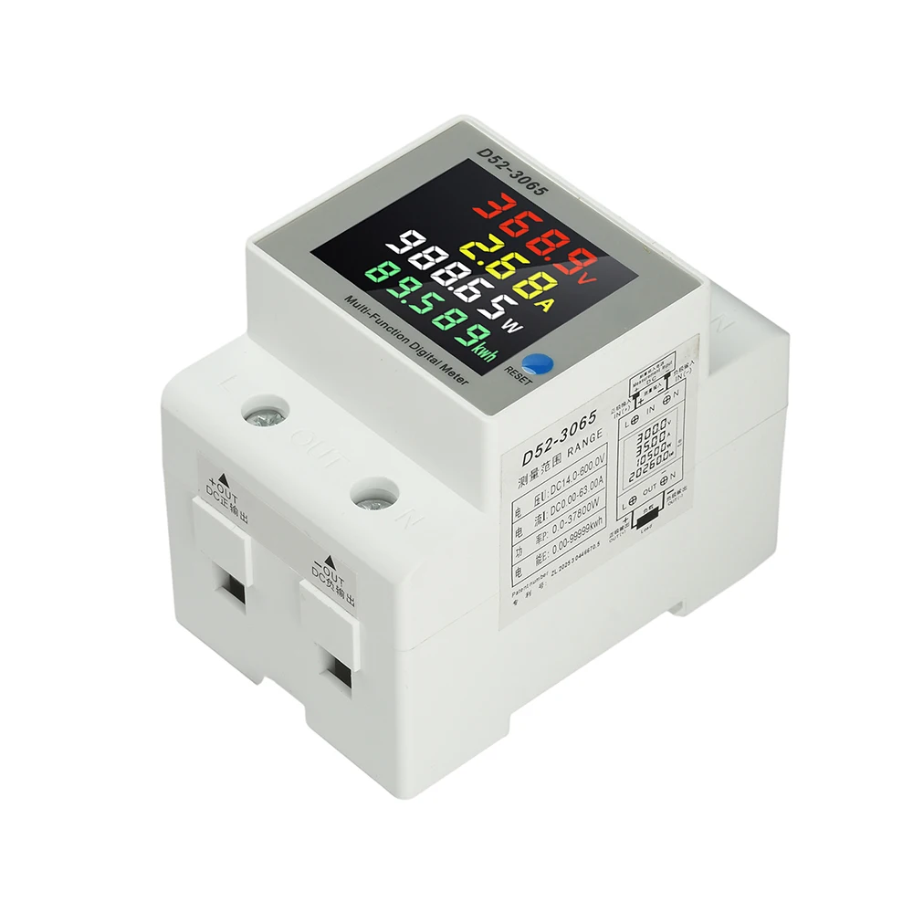 DC 14-600V 63A Voltmeter Amperemeter Watt Kwh Energie-Leistungsmesser D52-3065 DIN-Schienen-Energiemesser Stromverbrauchsmessgerät – Detail 27