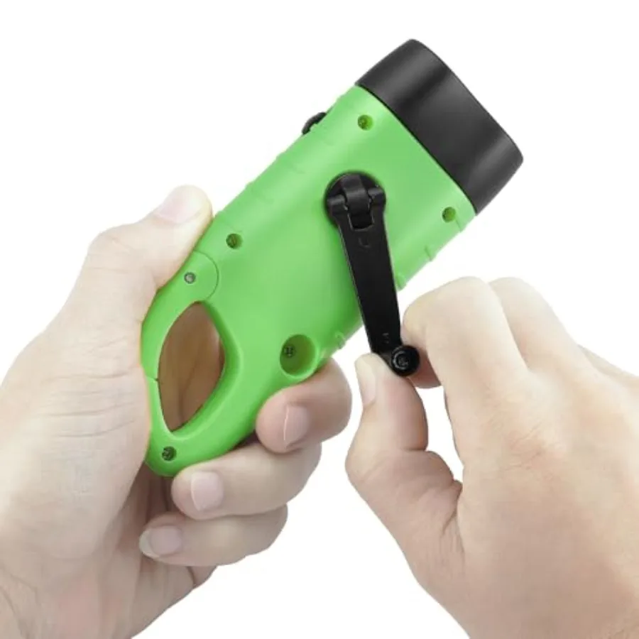 2-Pack Hand Crank Solar Powe LED Flashlight, Emergency Survival Flashlight with Dynamo Carbiner