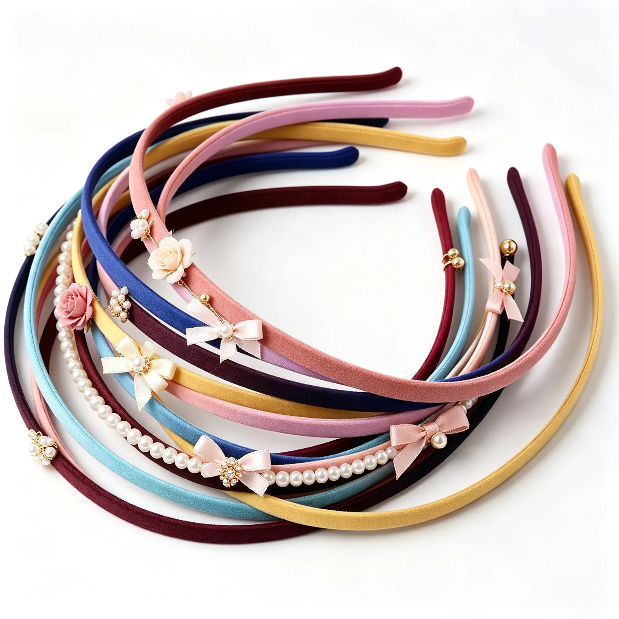 10pcs 5mm Fabric Headband Hair Head Hoop MIX Band Coloful Headwear for Blank Base Setting Hair Jewelry DIY Accessories