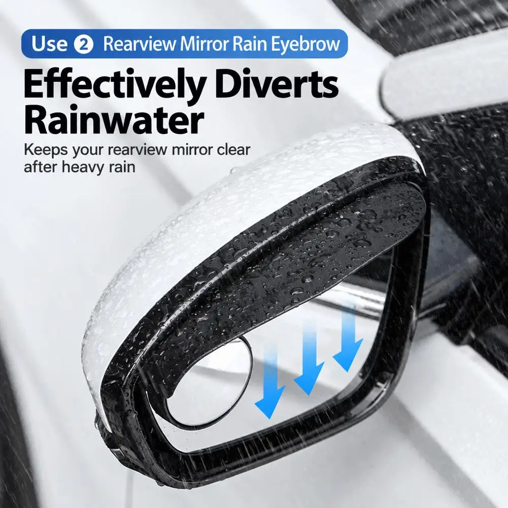 Car Blind Spot Mirrors Multifunctional Rearview Mirror Rain Shields Covers Expands Visibility Safe Driving Accessories 1/2pairs