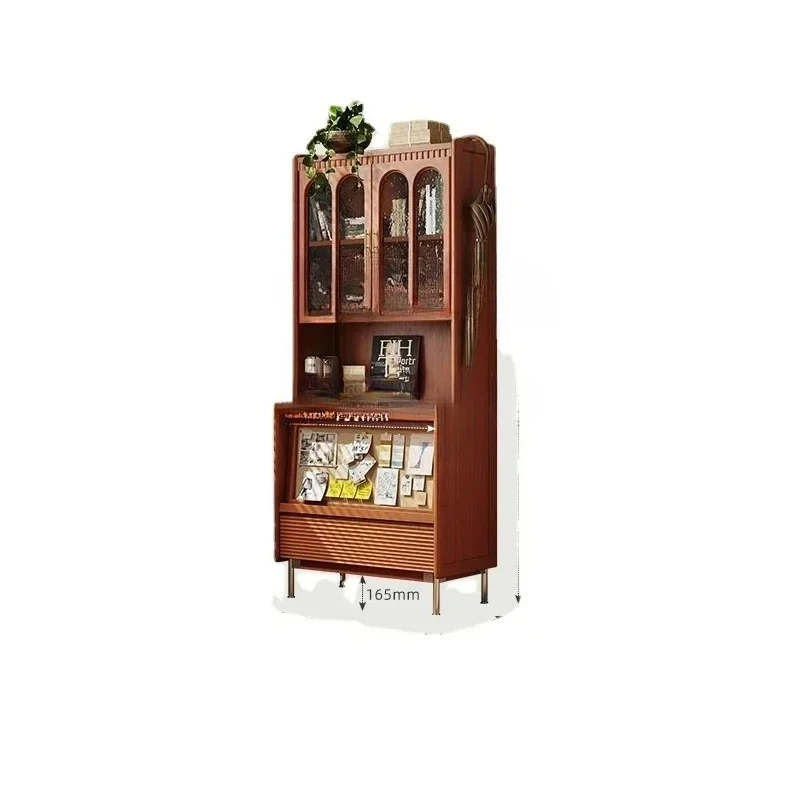 

Solid Wood Bookcase with Glass Door American Cherrywood Locker Home Modern
