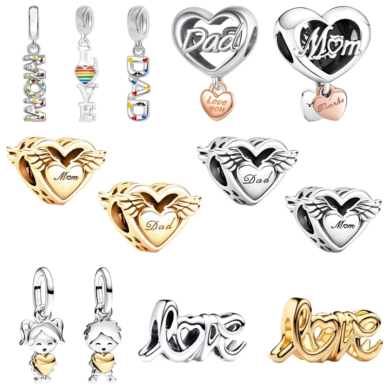 

Лидер продаж, подвески Happy Boy & Happy Girl, крылья ангела, папа, крылья ангела и мама, рукописные бусины любви, подходят для оригинальных браслетов, ювелирные изделия своими руками