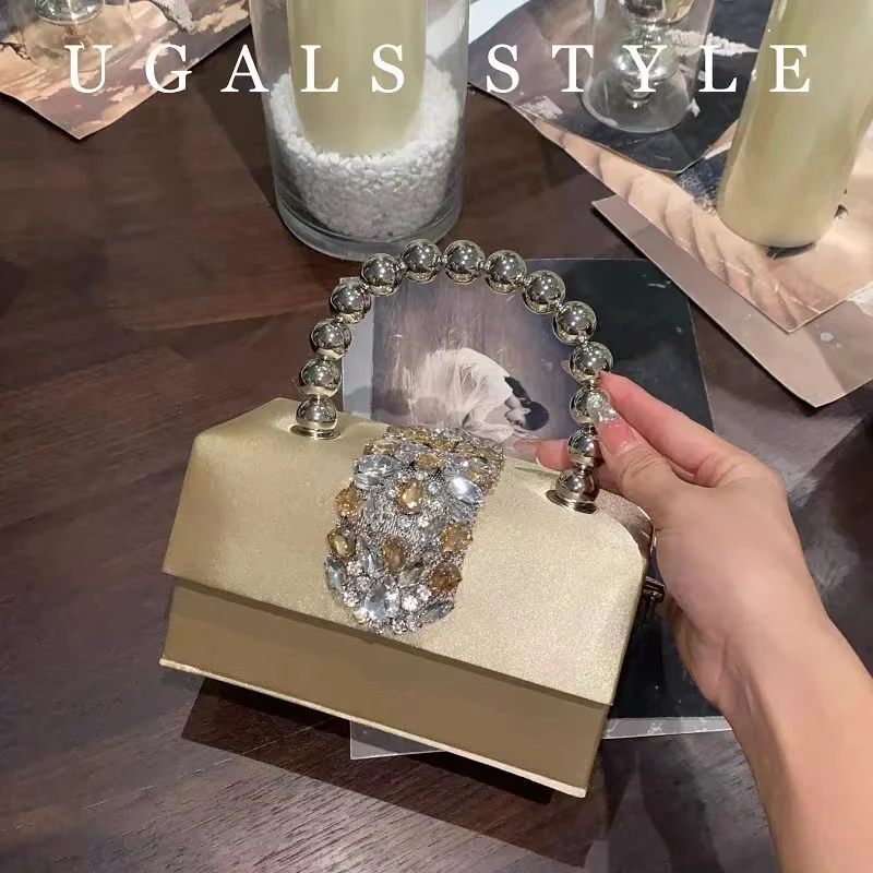 NONE Square Box Satin Clutch Silver 3