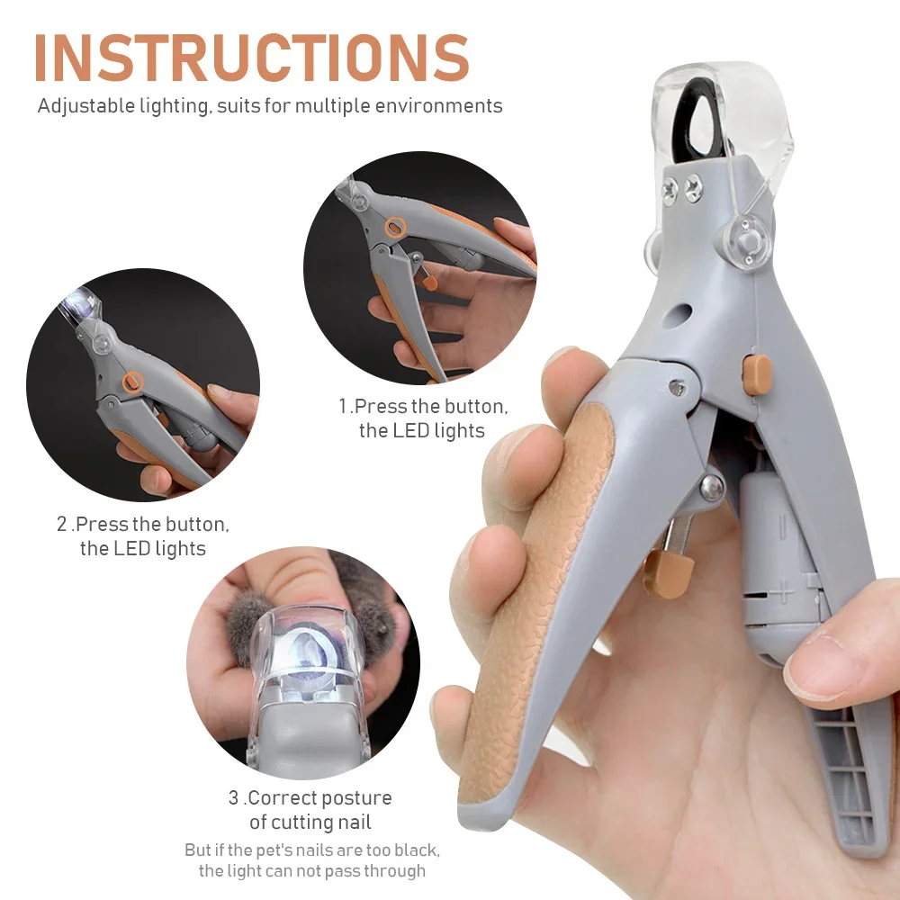 LED Light Pet Nail Clippers - Great for Trimming Cat and Dog Nails and Claws, 5x Magnification, Can Be Used as Nail Clippers, Qu