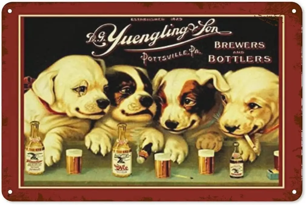 Vintage Metal Tin Sign for Yuengling & Son Ale and Beer Dogs Rectangle Signin-Bar Cafe Restaurant Home Decor BarTavernPubClu