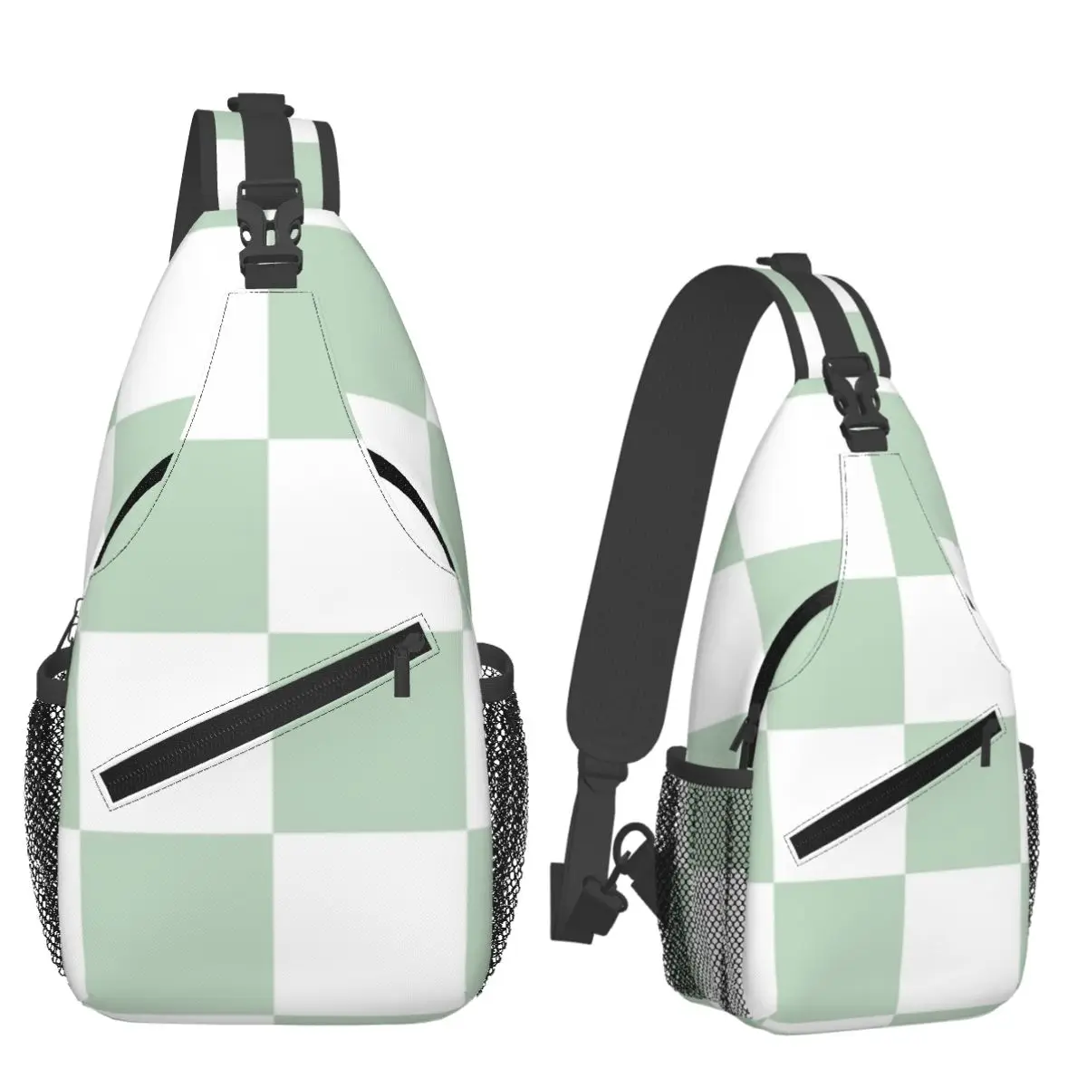 Checkerboard Mini Check Pattern Chest Bag Men Sling Crossbody Backpack Chest Bag Traveling Hiking Daypack Shoulder Bag