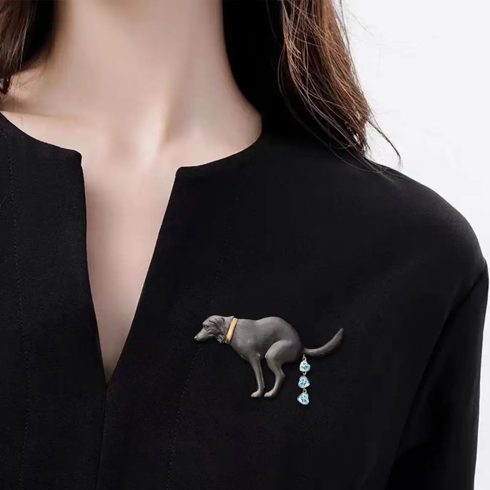 الكلب بروش حجر الراين القلب الكلب التبرز بروش المضادة للانزلاق معطف طوق حقيبة الديكور مجوهرات للملابس اليومية الملابس حلية #5