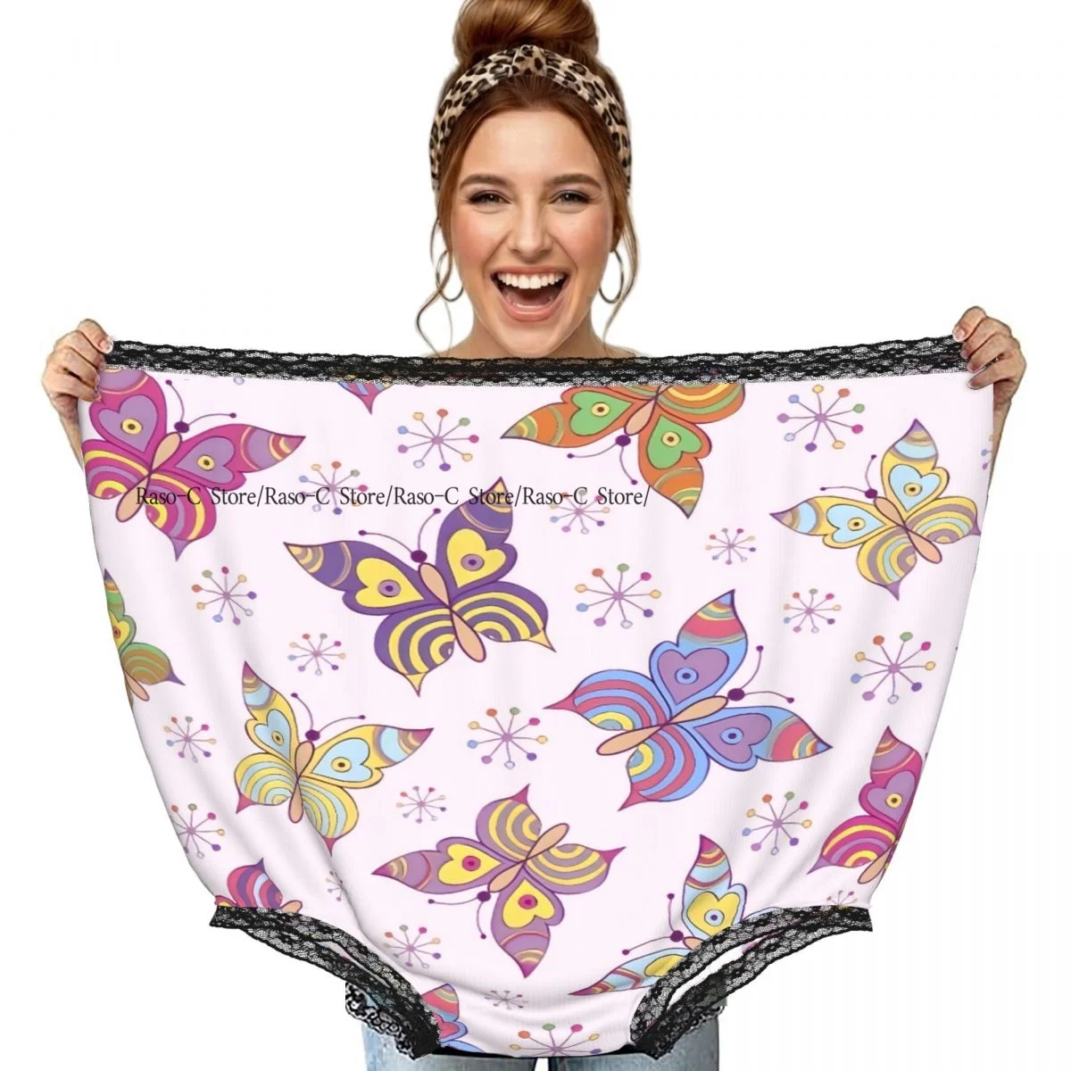Colorful Butterflies Pink Background Grandma Underwear Interesting Prank Funny Gift Panties