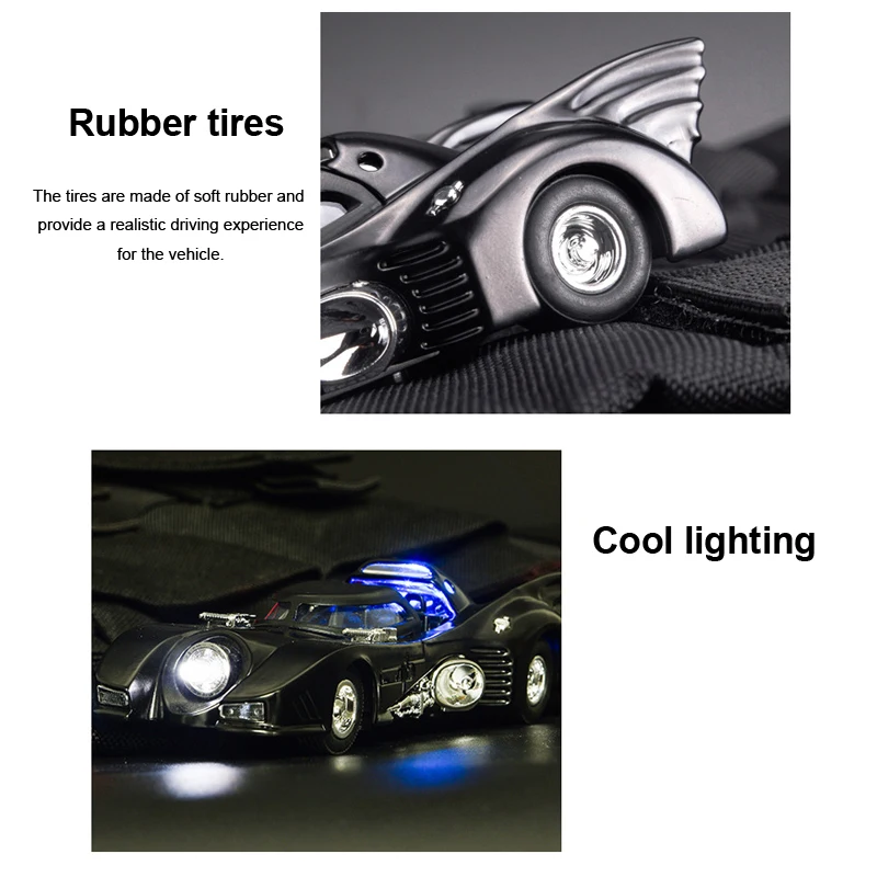 1: 36 バットカーモデル高シミュレーションダイキャストおもちゃ音と光プルバック車の装飾おもちゃ子供のためのギフト