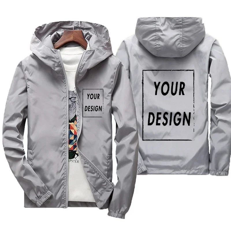 Customize Your Logo Spring and Autumn Jacket Men's Waterproof Large Size Windbreaker Casual Black Jacket Outdoor Clothing 7xl - Image 4