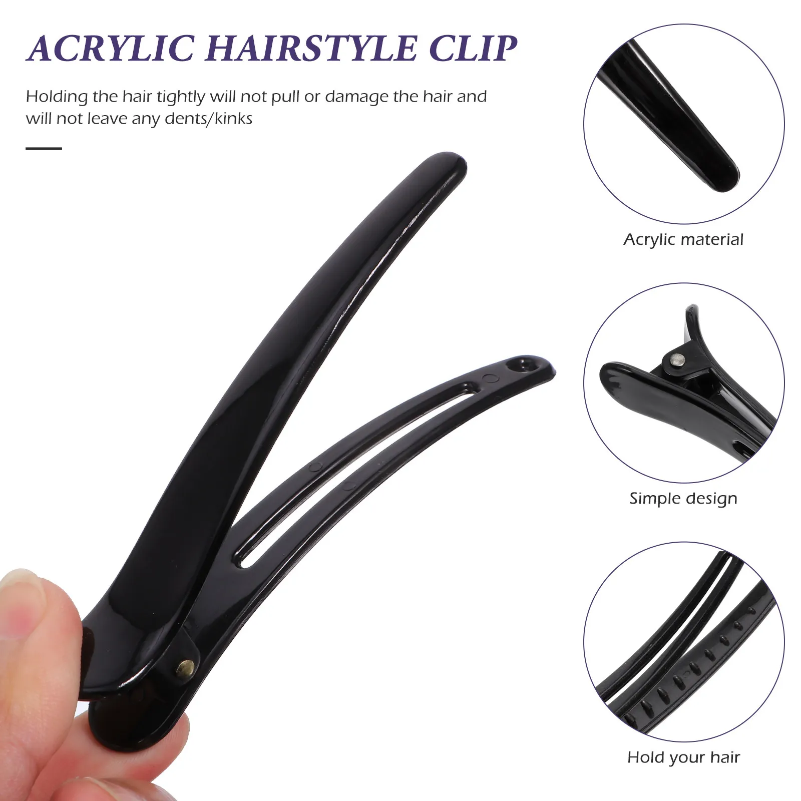 

12Pcs Retro Hair Barrettes for Women Acrylic Duckbill Clips Stylish Hairdressing Salon DIY Perm Face Washing Makeup Hold Thick