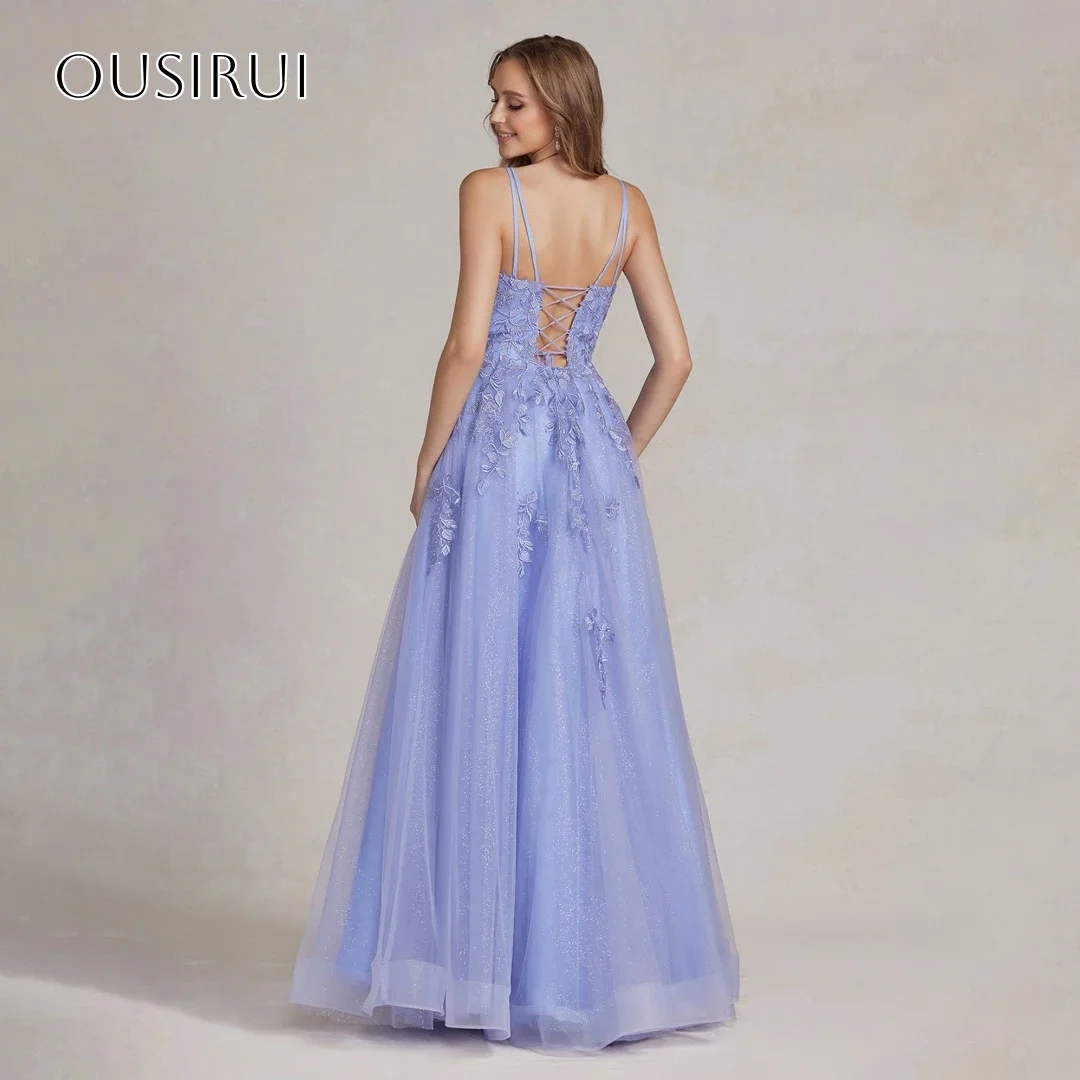 فساتين سهرة بأشرطة سباغيتي على شكل حرف a مطوي بدون أكمام مشد تول طول الأرض رداء حفلات مخصص Fساتين السيف