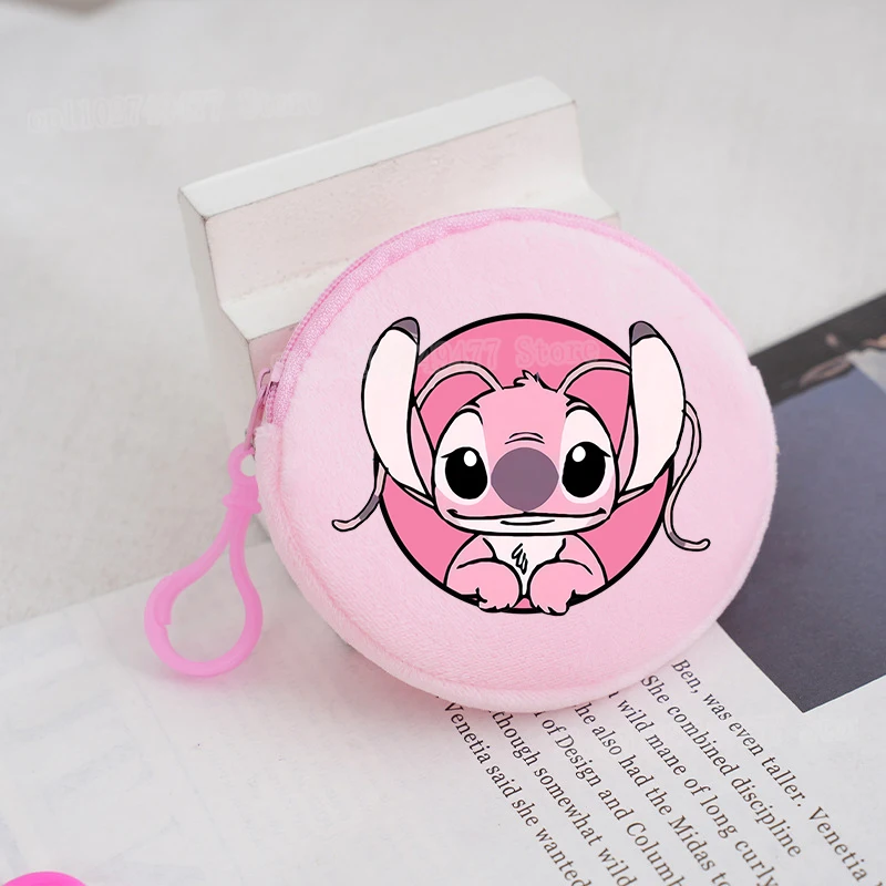 Cute Disney Stitch Coin Purse Kawaii Children's Wallet Mini Round Plush Coin Key Moneybag Decoration lori Candy Gift Storage Bag