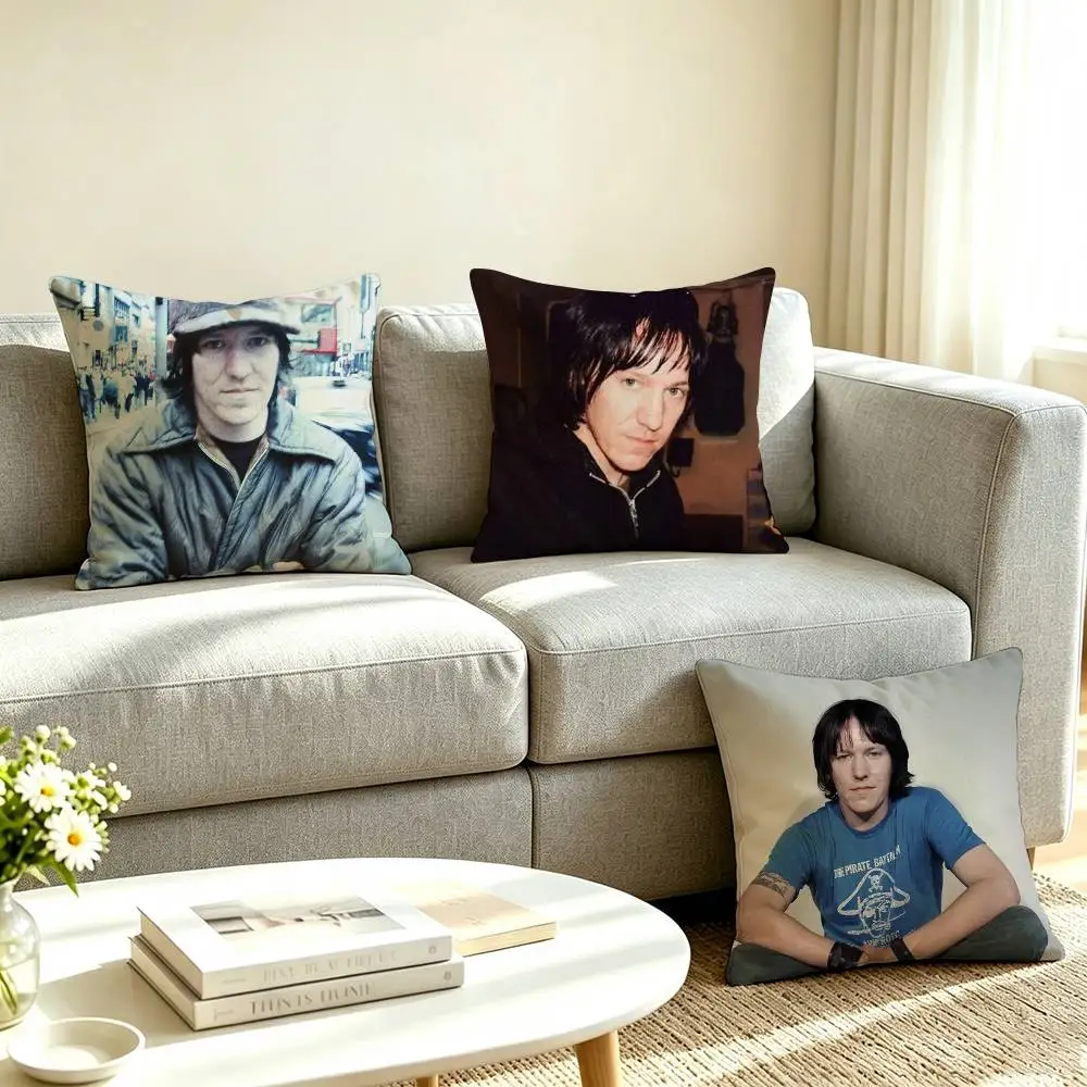 E-Elliott Smith Indie Folk Icon  Pillow Case Square Double-Sided Sofa Cushion Cover Bedroom Bedside Pillow