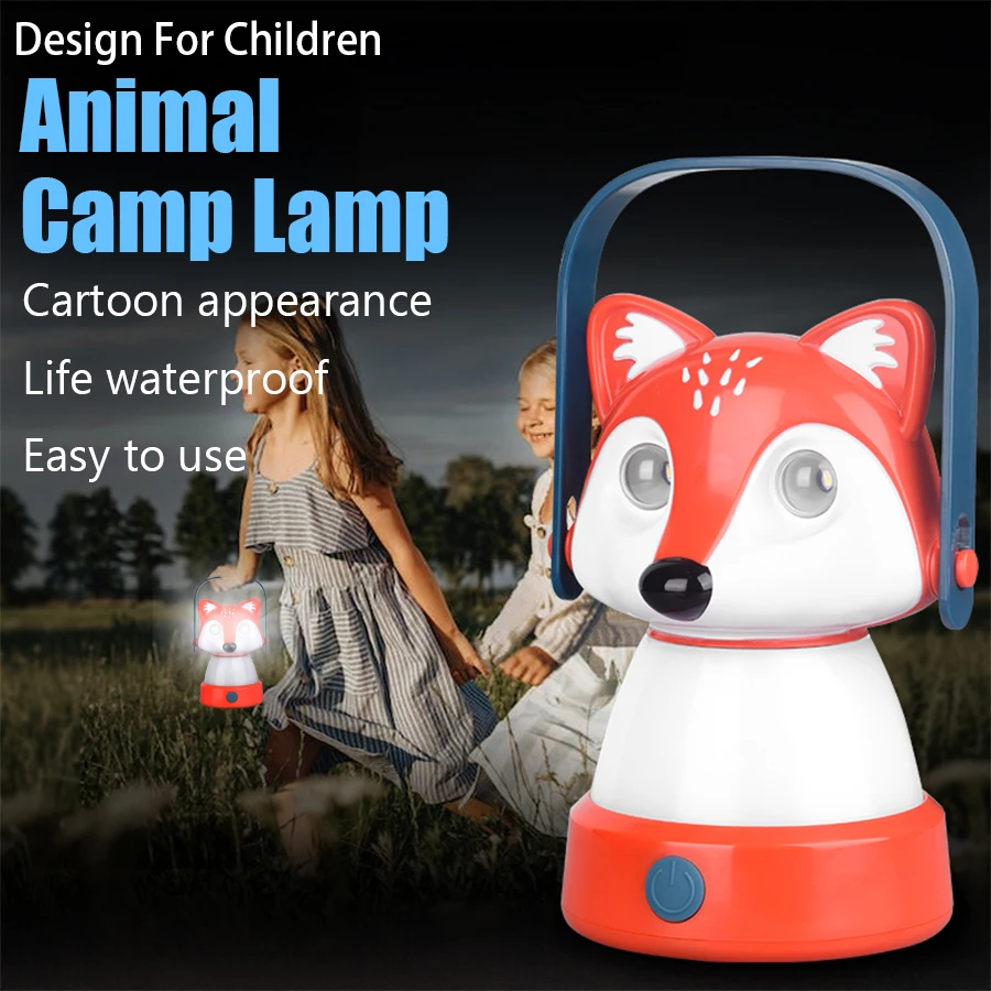 

D2 Portable LED Camping Lantern Flashlight Cute Animal Headlight Outdoor Camping Working Fishing Night Walk Searchlight Kid Gift