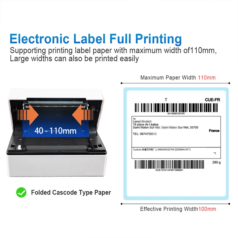 Thermal Shipping Label Printer Desktop Bluetooth 4 inch Printer For Online Store To Print Labels Barcode Sticker Printer Stand