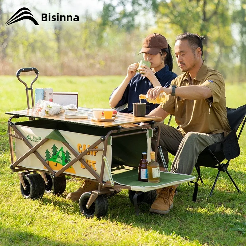 Camping Cart Foldable Outdoor Portable Hand Pulled Trolley Street Vendor Picnic Outdoor Camping Trolley Foldable Trolley