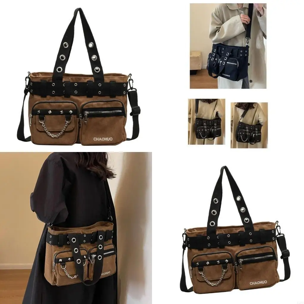 

Модная сумка через плечо для женщин с заклепками, сумка через плечо большой емкости