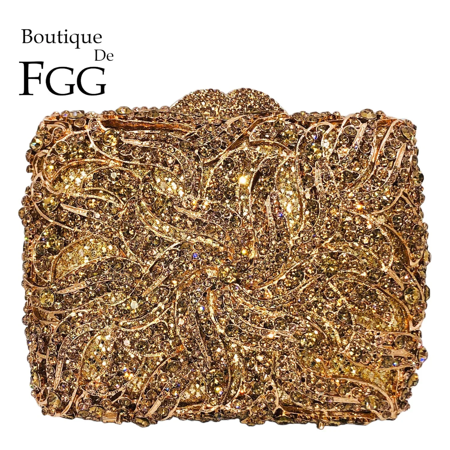 Boutique De FGG Crystal Clutch Purses for Women Formal Evening Handbag Rhinestone Clutch Bag Bridal Wedding Handbags and Purses