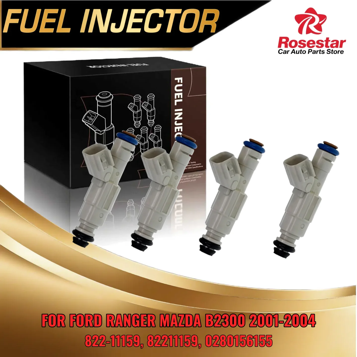 

4PCS Fuel Injector Set For Ford Ranger Mazda B2300 2002 2003 2004 L4 2 3L DOHC 82211159