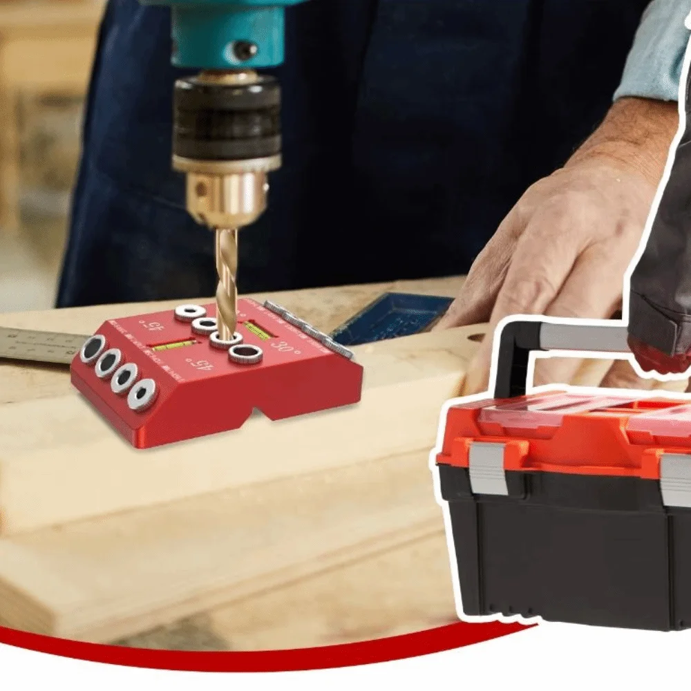 

30 45 90 Degree Drilling Locator Bubble Level Angled/Straight Holes Vertical Drilling Guide V/N Shape Slot Red Drill Jig Corners