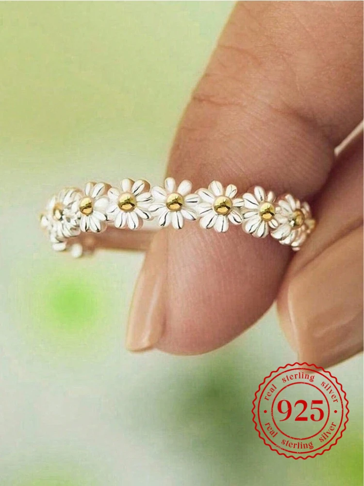 925 Sterling Silver  Vintage Daisy Rings for Women Anniversary Engagement Wedding High Quality Fine Jewelry Gift