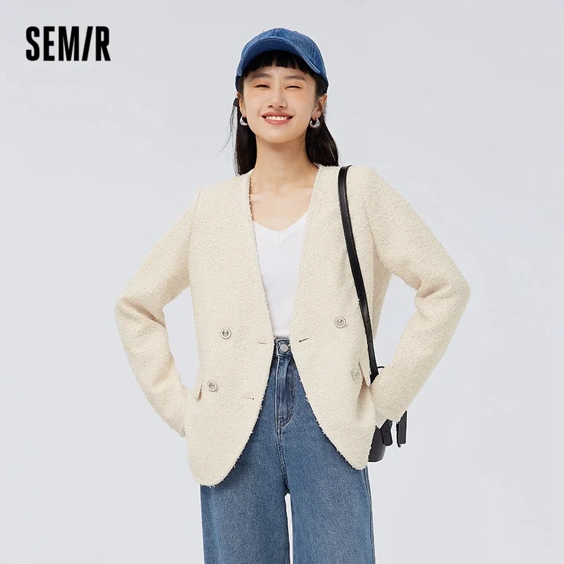 

Semir Outerwear Women V-Neck Top Fashion Commute 2023 Spring New Elegant Gentle Women'S Jacket Small Fragrance