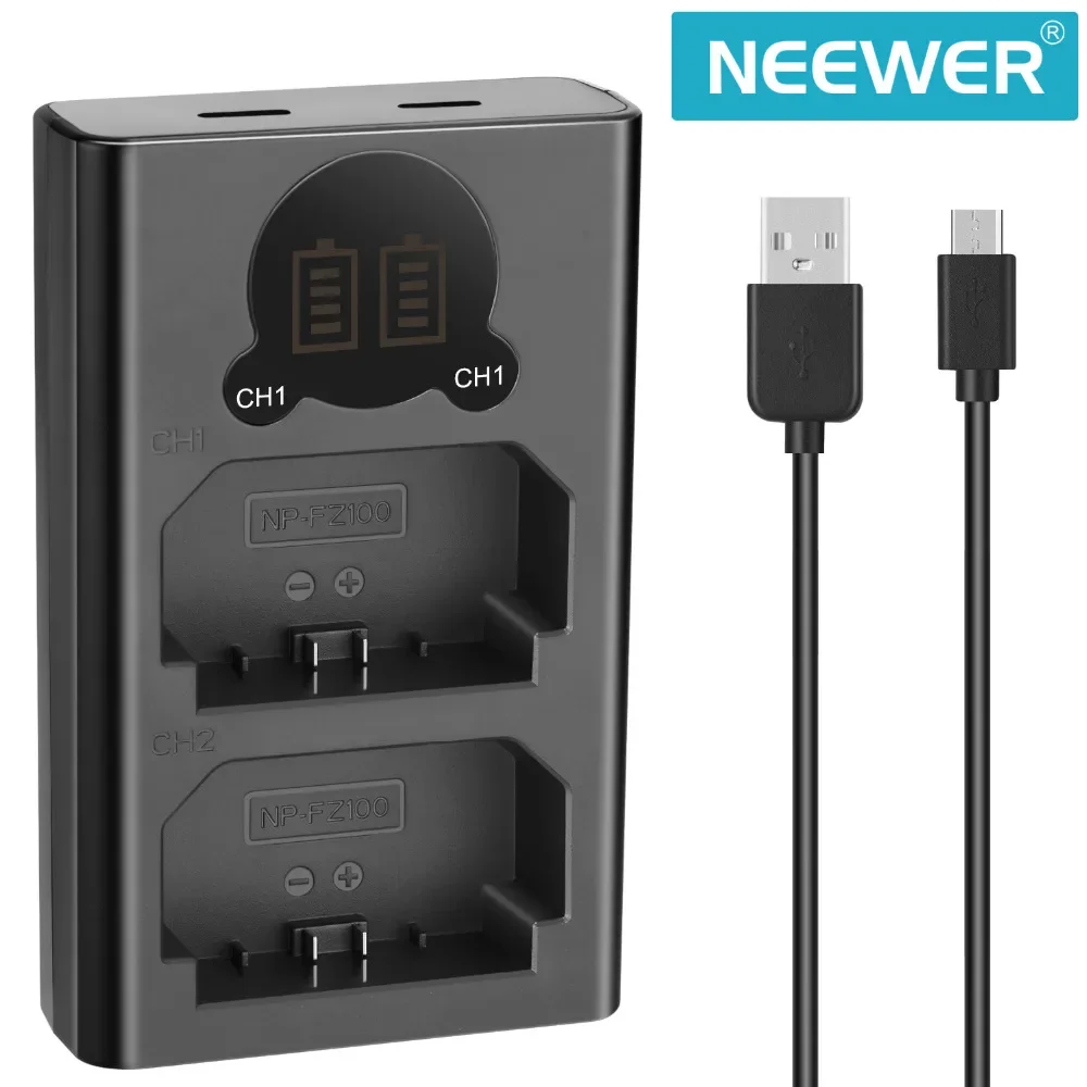 Neewer Dual USB Charger for Sony NP-FZ100 Battery For Sony  A7R V, A7S III, A7 IV, A6600, A7C,ZV-E1, FX3, FX30, A1, A9 II Camera view 4