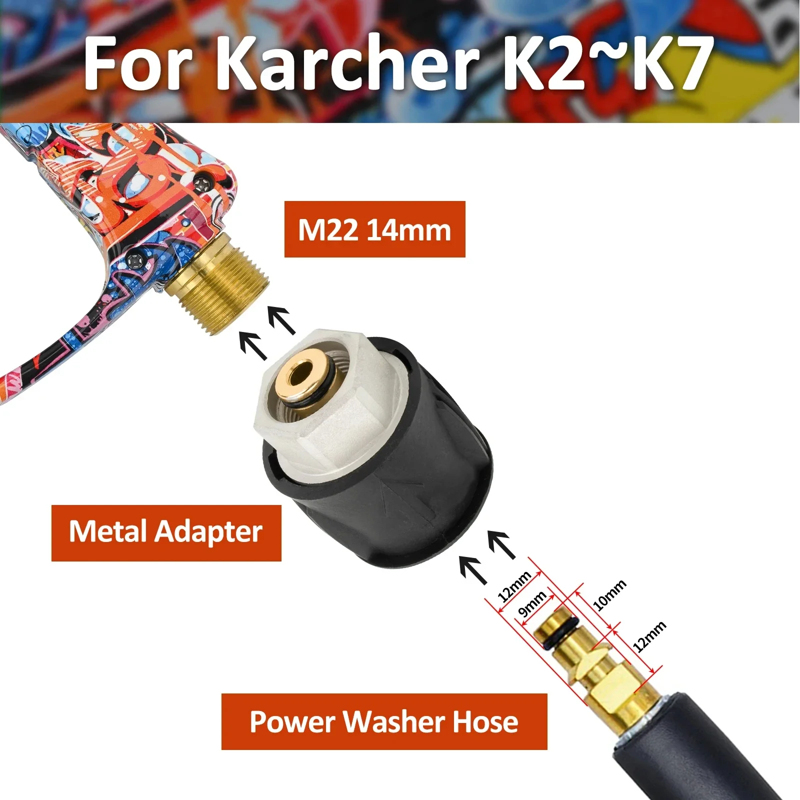 Hip-hop-style High Pressure Water Gun Set for Car Cleaning - Compatible with Karcher, Nilfisk, Lavor, Bosch
