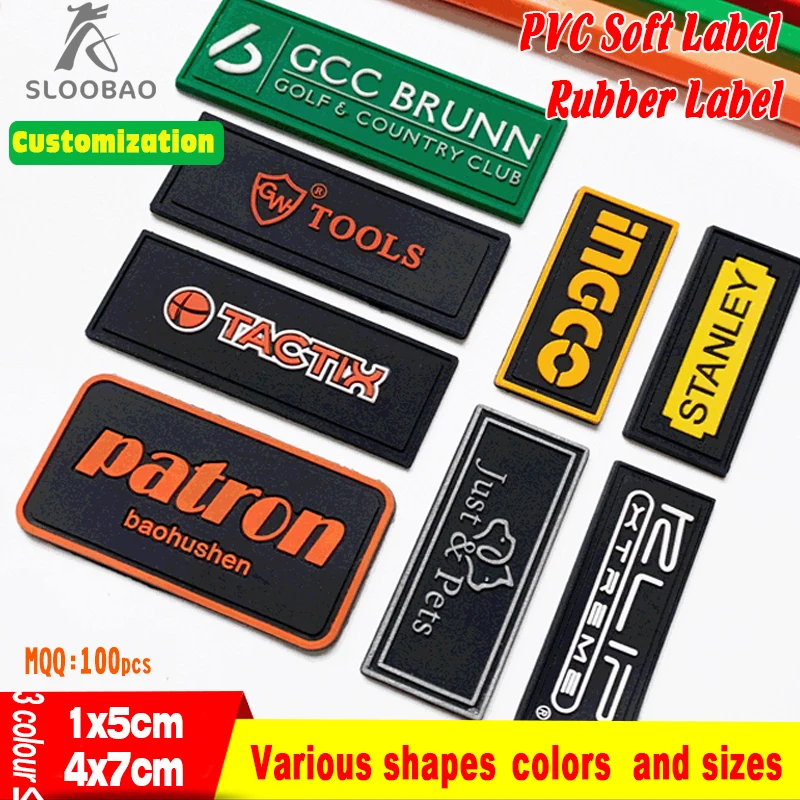 

Three-colour Colorful Leather Label PVC Soft Rubber Patch Clothing T-shirt Perforated Fabric Children's Accessories