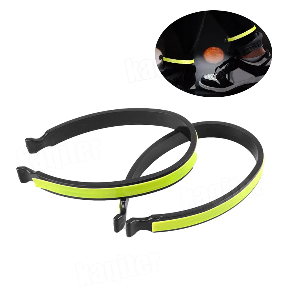 2PCS Reflective Cycling Ankle Bands Adjustable Windproof Leg Bind Straps with Secure Clips for Pants and Trousers
