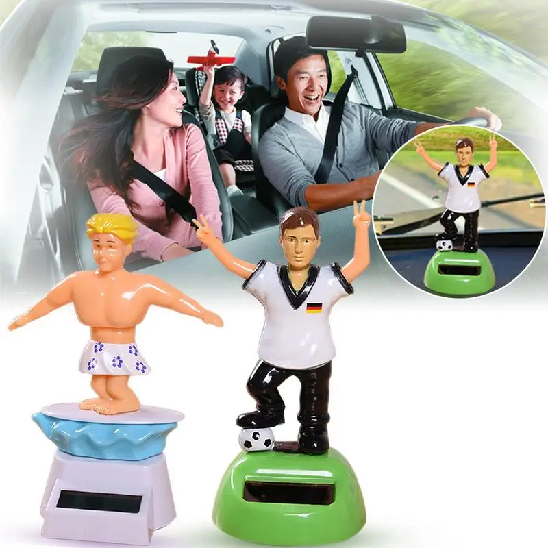 Cute Cartoon Solar Powered Athletes Series Shaking Head Toy Bobbling Dancing Toys Interior Dashboard Decor Car Ornament