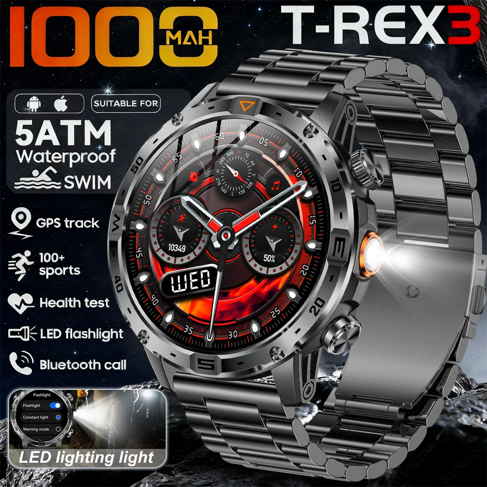 

DAORKOW's new smartwatch, LED lighting, 1000mAh battery, Bluetooth calling, compass, voice assistant, outdoor movement track